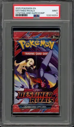 Pokemon Destined Rivals Cynthia & Garchomp Sealed Booster Pack PSA 9 Mint - Image 1