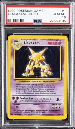 1999 POKEMON BASE SET UNLIMITED #1 ALAKAZAM-HOLO PSA 10 - Image 1
