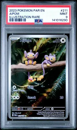 2023 POKEMON PAR EN-PARADOX RIFT ILLUSTRATION RARE #211 AIPOM PSA 9 - Image 1