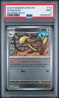 2025 POKEMON MEG EN-MEGA EVOLUTION REVERSE HOLO #110 GUMSHOOS PSA 9 - Image 1
