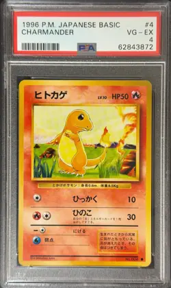 POKEMON 1996 CHARMANDER JAPANESE BASIC #4 PSA 4 - Image 1