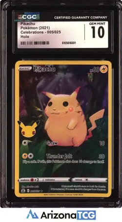 Pokemon 2021 Pikachu 005/025 Holo Celebrations GEM MINT CGC 10 - Image 1