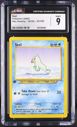 CGC MINT 9 Pokemon Seel 81/105 2002 Neo Destiny 1st Edition - Image 1