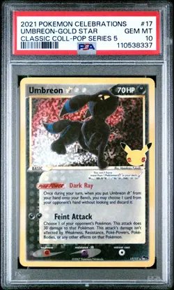 2021 POKEMON CELEBRATIONS CLASSIC COLLECTION #17 UMBREON-GOLD STAR PSA 10 - Image 1
