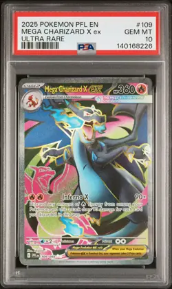 2025 POKEMON PFL EN-PHANTASMAL FLAMES ULTRA RARE #109 MEGA CHARIZARD X EX PSA 10 - Image 1