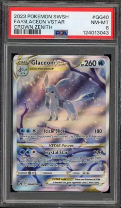 Pokemon Glaceon VSTAR Crown Zenith Galarian Gallery Full Art #GG40 PSA 8 - Image 1
