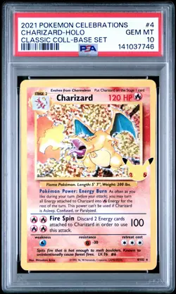 2021 POKEMON CELEBRATIONS CLASSIC COLL #4 CHARIZARD-HOLO PSA 10 - Image 1