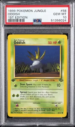 1999 POKEMON JUNGLE 1ST EDITION #58 ODDISH PSA 10 - Image 1