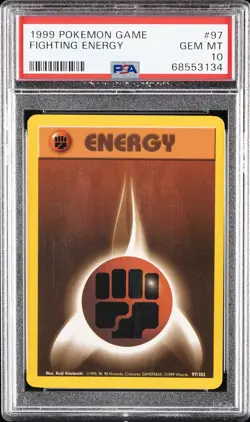 1999 POKEMON BASE SET UNLIMITED #97 FIGHTING ENERGY PSA 10 - Image 1