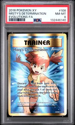2016 POKEMON XY EVOLUTIONS #108 FULL ART/MISTY'S DETERMINATION PSA 8 - Image 1