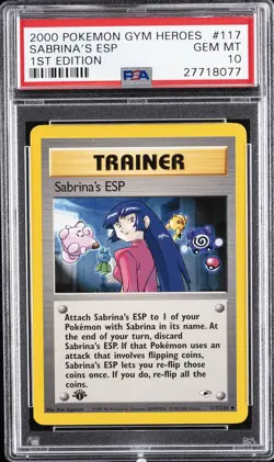 2000 POKEMON GYM HEROES 1ST EDITION #117 SABRINA'S ESP PSA 10 - Image 1