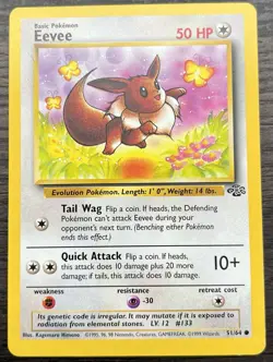 Eevee 51/64 Pokemon TCG WOTC Base Set Jungle Common Lightly Played LP - Image 1