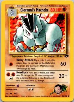 Gym Challenge #042/132 Giovanni's Machoke Pokemon Moderately Played - Image 1