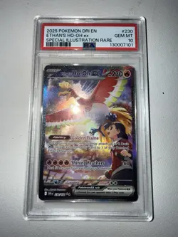 2025 POKEMON DESTINED RIVALS ETHAN'S HO-OH ex #230 SIR PSA 10 Gem Mint - Image 1