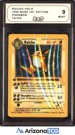 Pokemon 1999 Raichu 14/102 Holo Base Set 1st Edition MEW 9 - Image 1