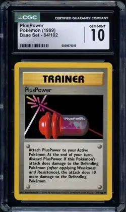 Pokemon CGC 10 Gem Mint Base Uncommon PlusPower 84/102 - Image 1