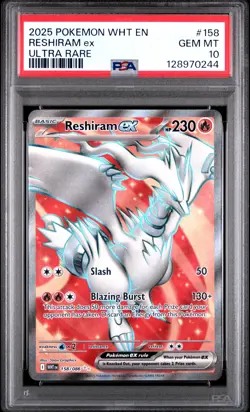 2025 POKEMON WHT EN-WHITE FLARE ULTRA RARE #158 RESHIRAM EX PSA 10 - Image 1