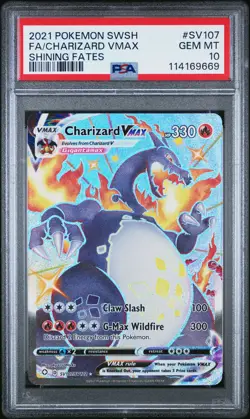 2021 POKEMON SWORD & SHIELD SHINING FATES #SV107 FULL ART/CHARIZARD VMAX PSA 10 - Image 1