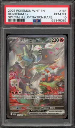 Pokemon Reshiram ex White Flare Special Illustration Rare #166 PSA 10 Gem Mint - Image 1