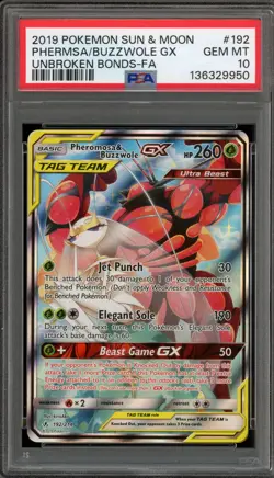 Pokemon Pheromosa & Buzzwole GX Unbroken Bonds Full Alt Art #192 PSA 10 - Image 1