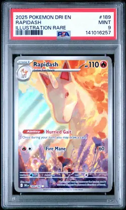 2025 POKEMON DRI EN-DESTINED RIVALS ILLUSTRATION RARE #189 RAPIDASH PSA 9 - Image 1