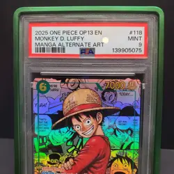 2025 One Piece Carrying His Will Monkey D Luffy Manga Alt Art #OP13-118 PSA 9 - Image 2