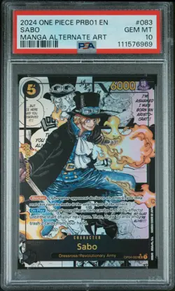 2024 One Piece Sabo #083 Manga Alt Art Prb01-Premium Booster - The Best - PSA 10 - Image 1