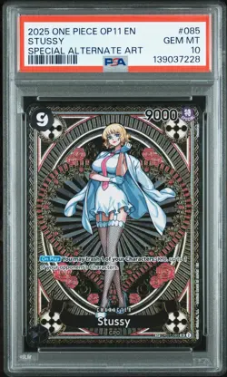 2025 ONE PIECE OP11-A FIST OF DIVINE SPEED SPECIAL ALTERNATE ART STUSSY PSA 10 - Image 1