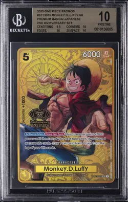 2025 ONE PIECE JAPANESE 2ND ANNIVERSARY SET #ST13-015 MONKEY D LUFFY BGS 10 - Image 1
