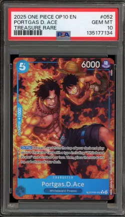 One Piece CCG Portgas.D.Ace Treasure Rare OP08-052 PSA 10 Gem Mint - Image 1