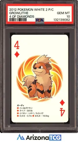 Pokemon 2012 Growlithe 4 Diamonds White 2 Playing Cards Japanese GEM MINT PSA 10 - Image 1