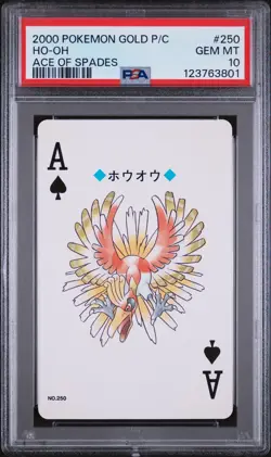 2000 POKEMON GOLD VERSION PLAYING CARDS ACE OF SPADES #250 HO-OH PSA 10 - Image 1