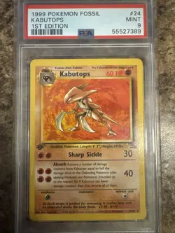 Kabutops 1st Edition Non-Holo Card 24/62 PSA 9 Pokemon Fossil - Image 1