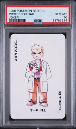 1996 POKEMON RED VERSION PLAYING CARDS JOKER PROFESSOR OAK PSA 10 - Image 1
