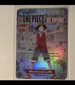 Bandai One Piece Card Game Monkey.D.Luffy College Basketball US Promo Holo - Image 1