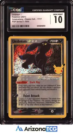 Pokemon 2021 Umbreon Gold Star 17 Celebrations Classic Collection GEM MT CGC 10 - Image 1