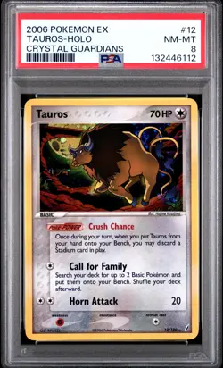 2006 POKEMON EX CRYSTAL GUARDIANS #12 TAUROS-HOLO PSA 8 - Image 1