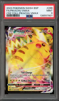 Pokemon Pikachu VMAX Crown Zenith Coll. Black Star Full Art Promo SWSH286 PSA 9 - Image 1