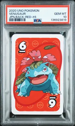 2020 UNO POKEMON JPN BACK-RED-#6 VENUSAUR PSA 10 - Image 1