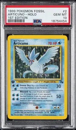 1999 POKEMON FOSSIL 1ST EDITION #2 ARTICUNO-HOLO PSA 10 - Image 1
