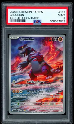 Pokemon Groudon Illustration Rare 199/182 SV04 Paradox Rift 2023 PSA 9 - Image 1