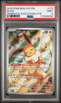 PSA 9 Eevee 173 Pokemon Svp En SV Black Star Promo 2025 Prismatic Evolutions Etb - Image 1