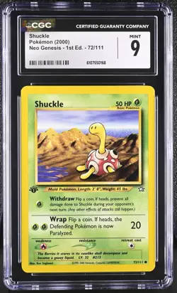 CGC MINT 9 Pokemon Shuckle 72/111 2000 Neo Genesis 1st Edition - Image 1