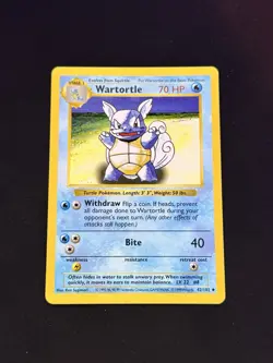 Pokemon Wartortle Card Shadowless Regular Base Set 042/102 - Image 1