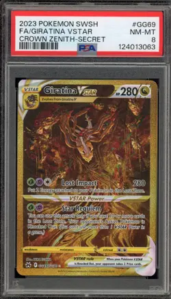 Pokemon Giratina VSTAR Crown Zenith Secret Rare Full Art #GG69 PSA 8 - Image 1