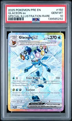 2025 POKEMON PRE SPECIAL ILLUSTRATION RARE #150 GLACEON EX PSA 10 - Image 1
