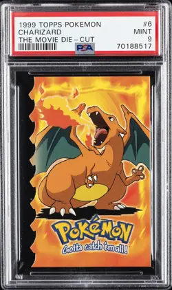 1999 TOPPS POKEMON THE MOVIE DIE-CUT #6 CHARIZARD PSA 9 - Image 1
