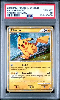 2010 POKEMON WORLD COLL GERMAN-DO NOT USE PIKACHU-HOLO PSA 10 - Image 1