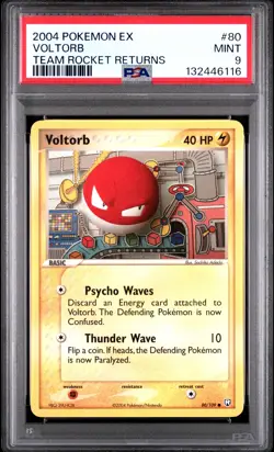 2004 POKEMON EX TEAM ROCKET RETURNS #80 VOLTORB PSA 9 - Image 1