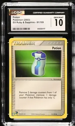 Pokemon Potion 2003 EX Ruby & Sapphire 91/109 CGC 10 - Image 1